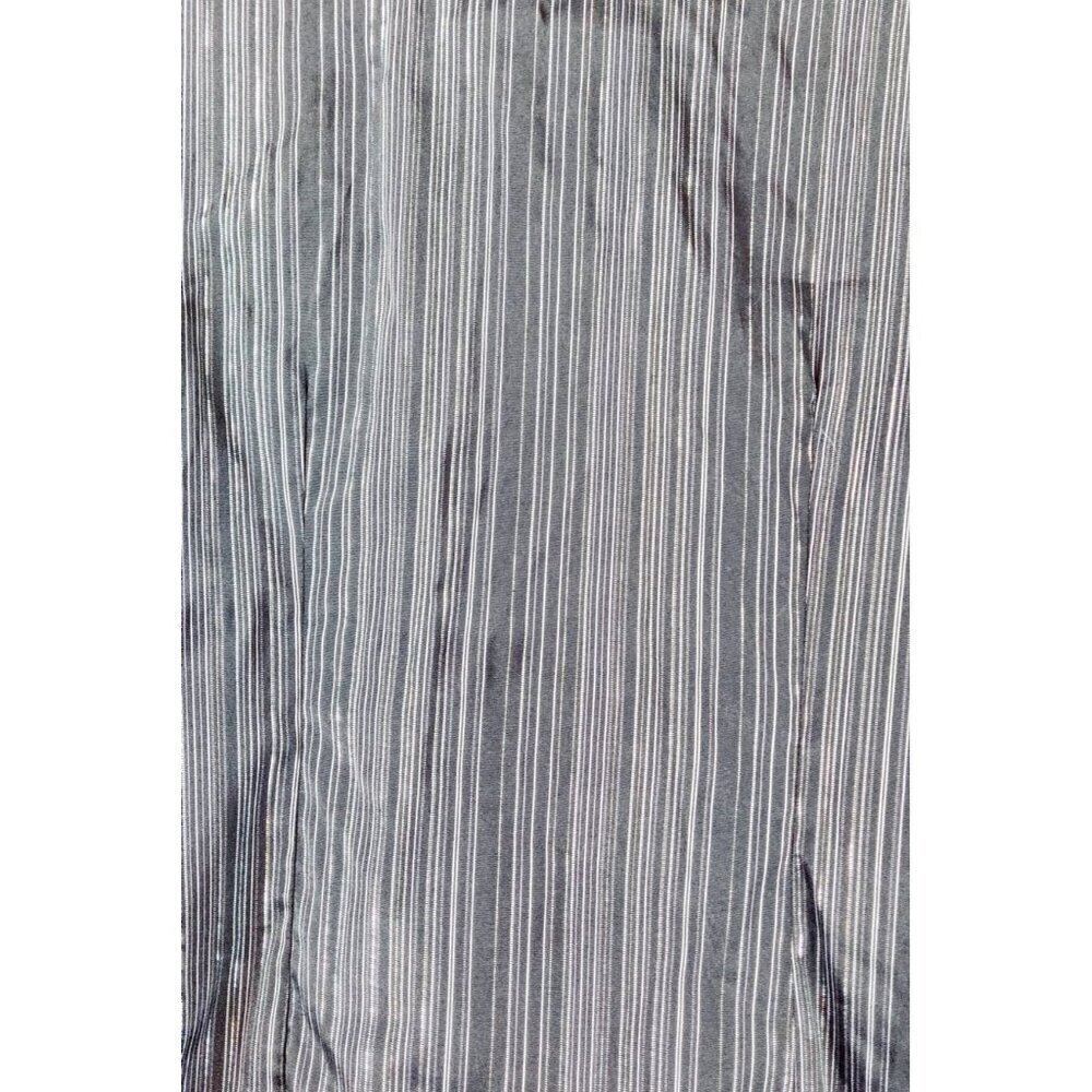 DCC Stretch Fitted Shirt Black Chevron Gray Pin Stripe Silver Thread 3/4 Sleeve - Picture 9 of 9